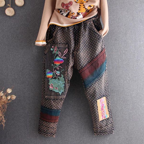 women's jeans retro floral embroidered dot girl national pants women cotton cowboy trouser elastic waist student denim female pantalone, Blue
women's jeans retro floral embroidered dot girl national pants women cotton cowboy trouser elastic waist student denim female pantalone, Blue