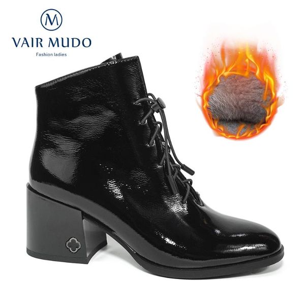 boots vair mudo ankle women shoes winter thick heels patent leather fashion female elegant wool footwear 2021 dx90, Black
boots vair mudo ankle women shoes winter thick heels patent leather fashion female elegant wool footwear 2021 dx90, Black