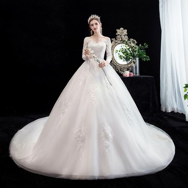 other wedding dresses robe de soriee long sleeve dress lace with court train appliques elegant gown mariee vestidos fiesta 2021, White
other wedding dresses robe de soriee long sleeve dress lace with court train appliques elegant gown mariee vestidos fiesta 2021, White