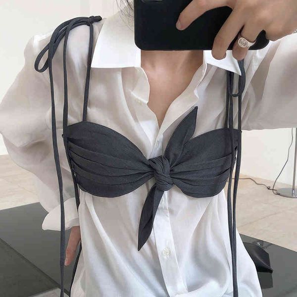 tanks lace up bowknot vest for women square collar sleeveless solid tank female fashion clothing 2021, White 
tanks lace up bowknot vest for women square collar sleeveless solid tank female fashion clothing 2021, White