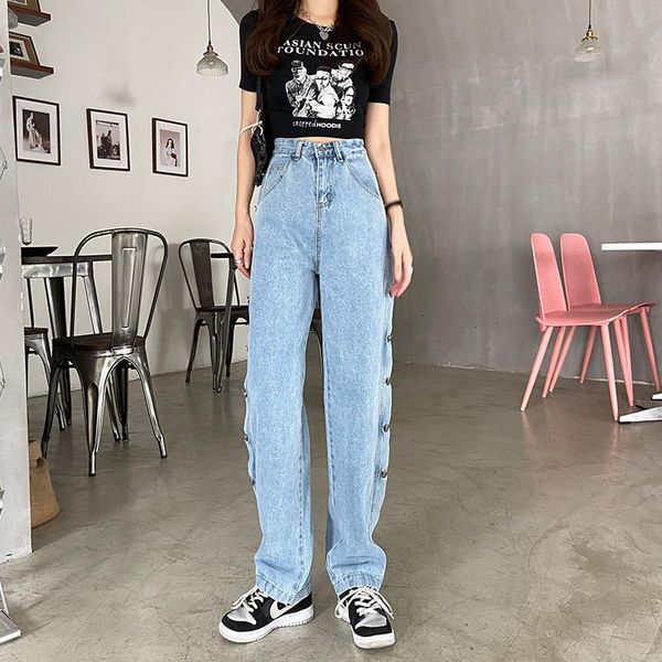 women's jeans trendy women blue high waist single row buttons pants female casual washed straight wide legs loose trousers nice
women's jeans trendy women blue high waist single row buttons pants female casual washed straight wide legs loose trousers nice