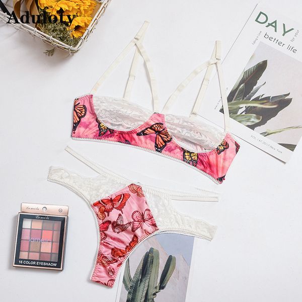 new womens butterfly element strappy stitching lace erotic lingerie set wire bra and panty underwear set, Black;white
new womens butterfly element strappy stitching lace erotic lingerie set wire bra and panty underwear set, Black;white