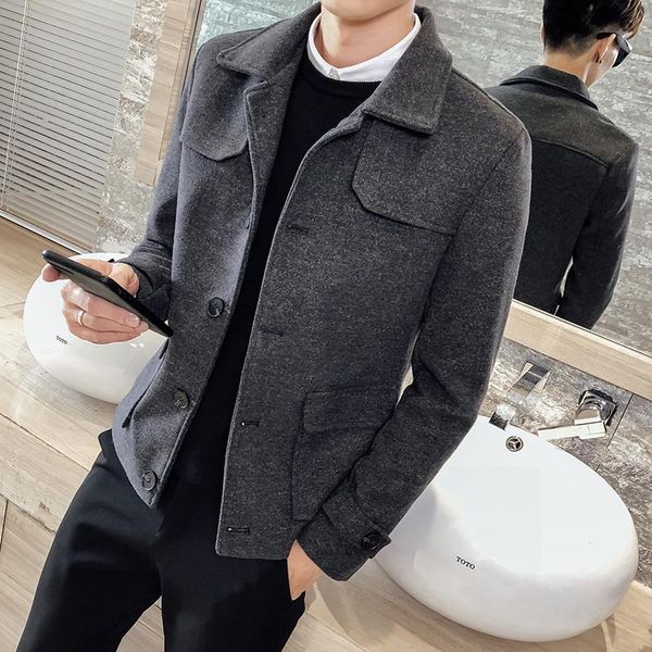 men's wool & blends cotton coat 2021 autumn and winter short woolen jacket fashion windbreaker youth personality clothing, Black
men's wool & blends cotton coat 2021 autumn and winter short woolen jacket fashion windbreaker youth personality clothing, Black