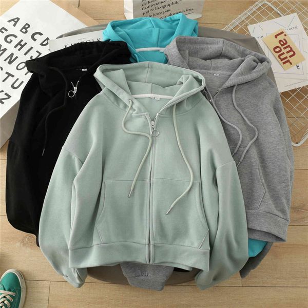 hoodies high waist short zipper sweater women's winter 2021 loose and thin leisure long sleeved coat ins fashion cardigan, Black
hoodies high waist short zipper sweater women's winter 2021 loose and thin leisure long sleeved coat ins fashion cardigan, Black