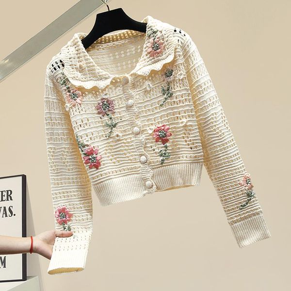 women's knits & tees chenille embroidery flower women sweaters 2021 autumn short knitted cardigans single-breasted loose long sleeve fe, White
women's knits & tees chenille embroidery flower women sweaters 2021 autumn short knitted cardigans single-breasted loose long sleeve fe, White