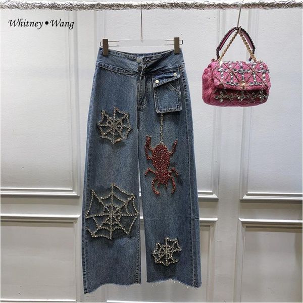 women's jeans whitney wang 2021 autumn fashion streetwear designer style diamonds patterns wide leg women stylish long denim pants, Blue
women's jeans whitney wang 2021 autumn fashion streetwear designer style diamonds patterns wide leg women stylish long denim pants, Blue
