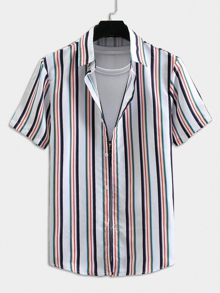 romwe guys striped shirt without tee b4hq#, White;black 
romwe guys striped shirt without tee b4hq#, White;black