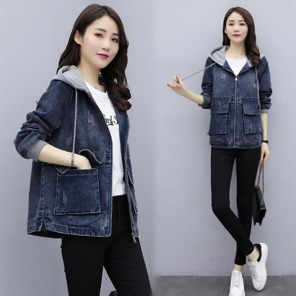 women's jackets hooded denim coat female 2021 spring and autumn solid color loose women's jacket fashion wild women clothing, Black;brown
women's jackets hooded denim coat female 2021 spring and autumn solid color loose women's jacket fashion wild women clothing, Black;brown