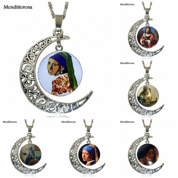 pendant necklaces ej glaze for lovers friendship johannes vermeer's masterpiece fashion jewelry vintage glass necklace with crescent mo, Silver
pendant necklaces ej glaze for lovers friendship johannes vermeer's masterpiece fashion jewelry vintage glass necklace with crescent mo, Silver