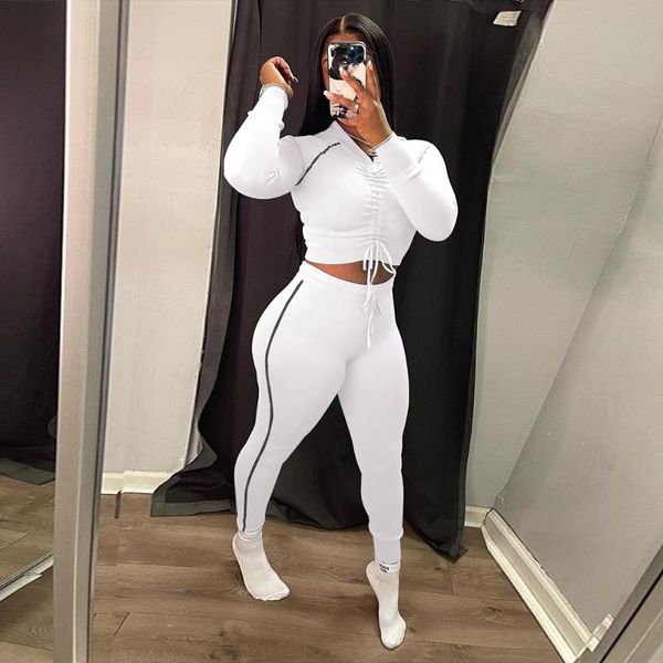 women's two piece pants casual athleisure outfits autumn clothes ruched drawstring long sleeve crop stretchy skinny legging female outf, White
women's two piece pants casual athleisure outfits autumn clothes ruched drawstring long sleeve crop stretchy skinny legging female outf, White