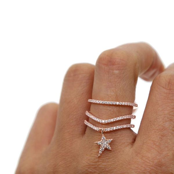 wedding rings boutique shinny rhinestone delicate 3 layers drop tiny star charm micro pave zircon rose gold color for fine party jewelry, Slivery;golden
wedding rings boutique shinny rhinestone delicate 3 layers drop tiny star charm micro pave zircon rose gold color for fine party jewelry, Slivery;golden