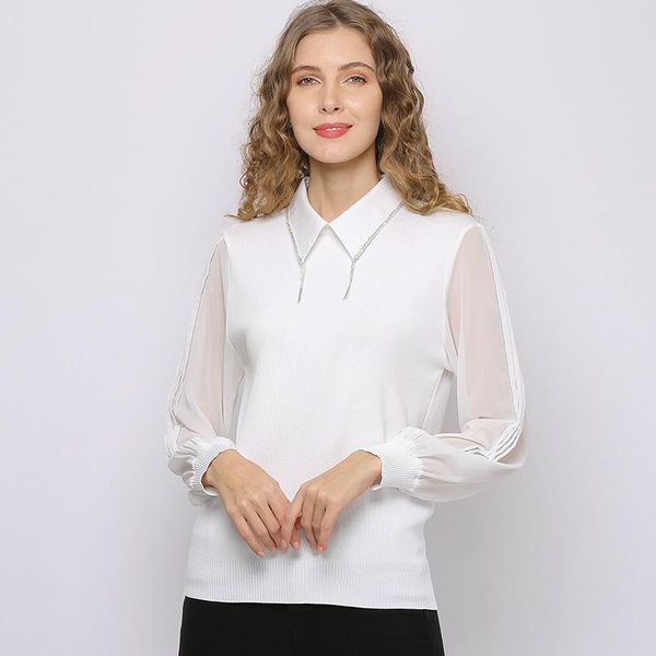 women's sweaters elegnat summer bottoming knitted blouses shirts thin long sleeve beading lapel sweater pullover women outerwear t2061, White;black
women's sweaters elegnat summer bottoming knitted blouses shirts thin long sleeve beading lapel sweater pullover women outerwear t2061, White;black