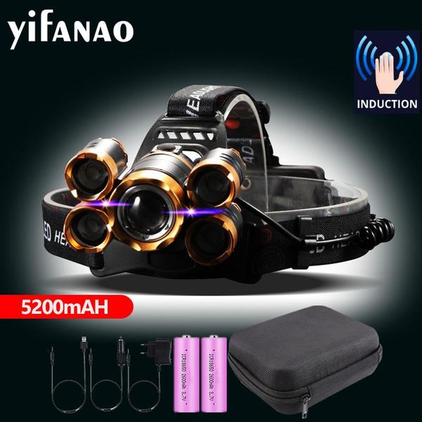 powerful led headlight ir sensor fishing headlamp 5led t6 head lamp 8000lumens torch light 18650 battery headlamps
powerful led headlight ir sensor fishing headlamp 5led t6 head lamp 8000lumens torch light 18650 battery headlamps