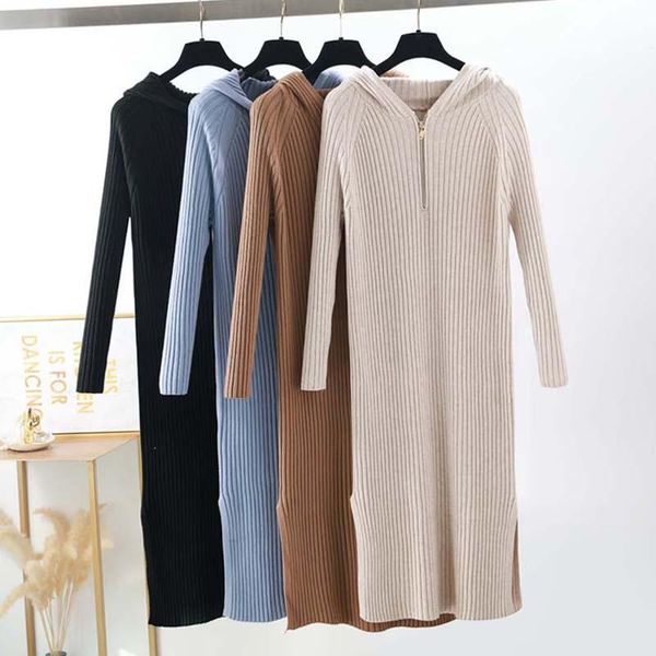 casual dresses 2021 chic thick long sweater dress women autumn winter zipper hooded female split side straight maix, Black;gray
casual dresses 2021 chic thick long sweater dress women autumn winter zipper hooded female split side straight maix, Black;gray
