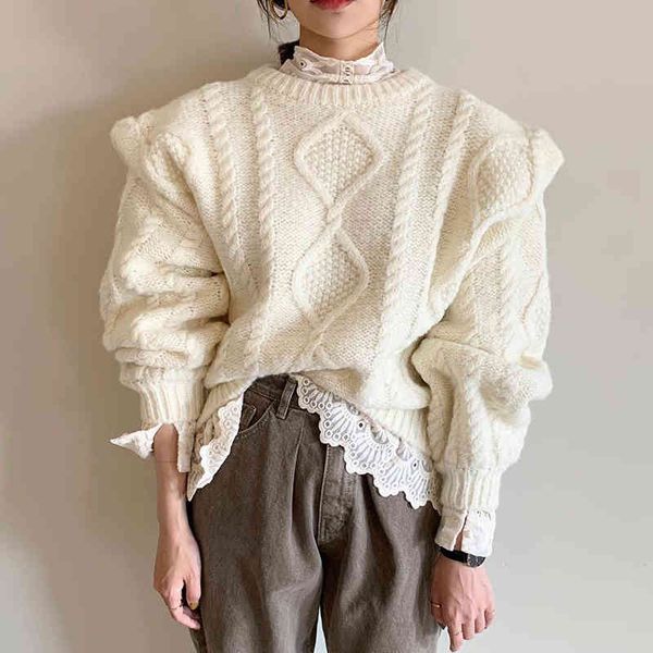 tees fall elegant female sweater korean chic pattern twisting around the thick neck sleeve long long, solid knitted pullovers q8lz, White
tees fall elegant female sweater korean chic pattern twisting around the thick neck sleeve long long, solid knitted pullovers q8lz, White