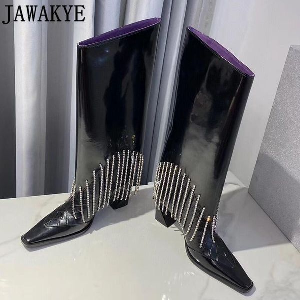 boots crystal fringed tassel square toe strange high heel party shoes women's straight tube pant's style knee long, Black
boots crystal fringed tassel square toe strange high heel party shoes women's straight tube pant's style knee long, Black