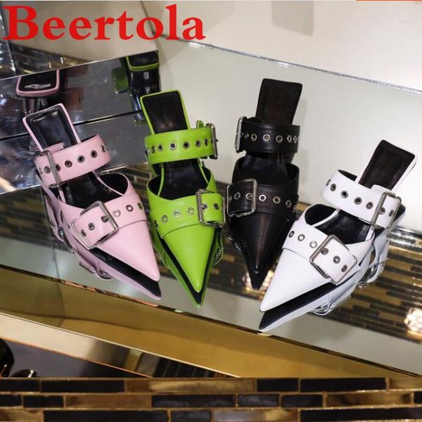slippers beertola 2021 women's pointed toe metal heels punk slides women buckle strap decor outdoor ladies 4cm shoes, Black
slippers beertola 2021 women's pointed toe metal heels punk slides women buckle strap decor outdoor ladies 4cm shoes, Black