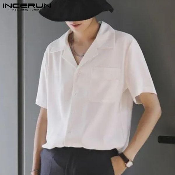 men's casual shirts men shirt solid color turn down collar streetwear pockets short sleeve fashion korean clothing 2021 camisas incerun, White;black
men's casual shirts men shirt solid color turn down collar streetwear pockets short sleeve fashion korean clothing 2021 camisas incerun, White;black