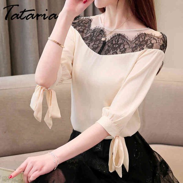 tataria women's and blouses short sleeve women chiffon lace blouse summer casual solid o-neck half elegant 210514, White
tataria women's and blouses short sleeve women chiffon lace blouse summer casual solid o-neck half elegant 210514, White