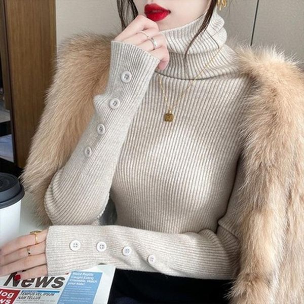 autumn winter women turtleneck knitted sweaters long sleeve pullovers basic slim vintage button office, White;black
autumn winter women turtleneck knitted sweaters long sleeve pullovers basic slim vintage button office, White;black