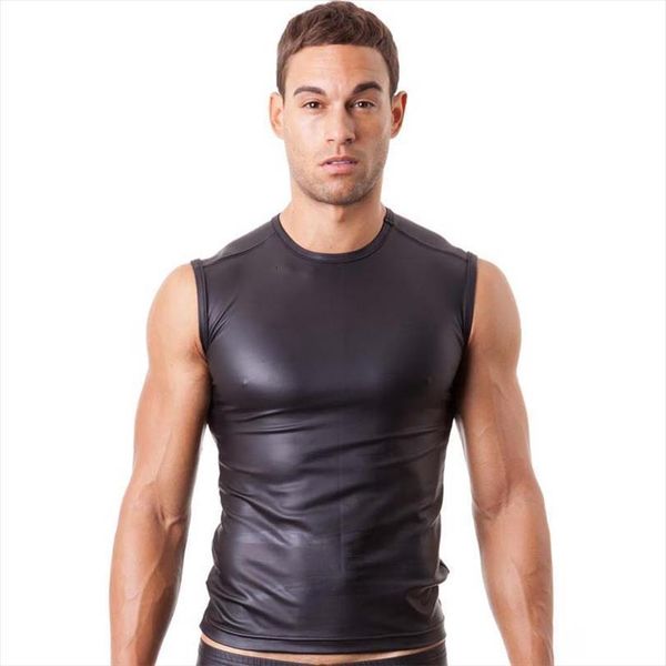 men tank imitation leather mens sleeveless singlet vest party nightclub stage, White;black
men tank imitation leather mens sleeveless singlet vest party nightclub stage, White;black