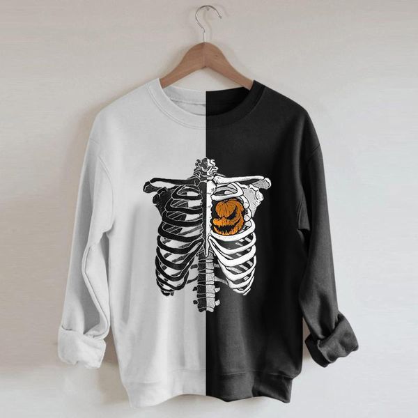 women's hoodies & sweatshirts skeleton printing streetwear 2021 fashion womens o neck long-sleeved splicing pullover sudaderas de mujer, Black
women's hoodies & sweatshirts skeleton printing streetwear 2021 fashion womens o neck long-sleeved splicing pullover sudaderas de mujer, Black