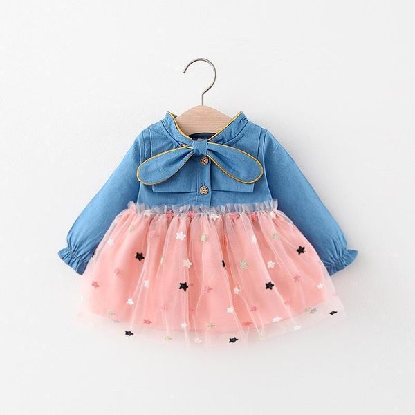 girl's dresses baby dress 0-24m born girls long sleeve bow neck denim ball gown princess birthday clothes1, Red;yellow
girl's dresses baby dress 0-24m born girls long sleeve bow neck denim ball gown princess birthday clothes1, Red;yellow