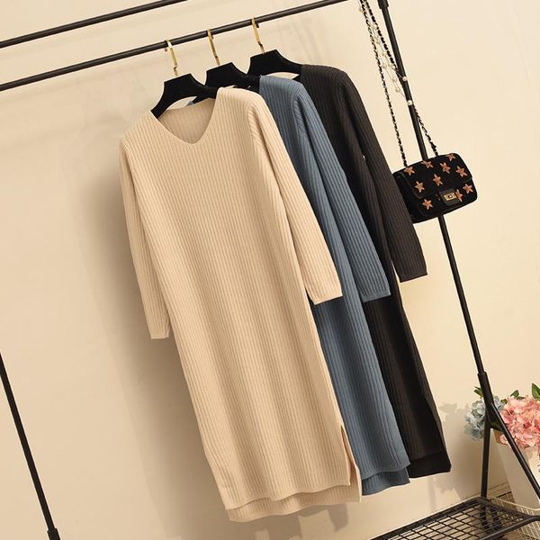 casual dresses women's autumn winter mid-length dress v-neck loose sweater vestidos black knitted female long-sleeved bottoming l58, Black;gray
casual dresses women's autumn winter mid-length dress v-neck loose sweater vestidos black knitted female long-sleeved bottoming l58, Black;gray