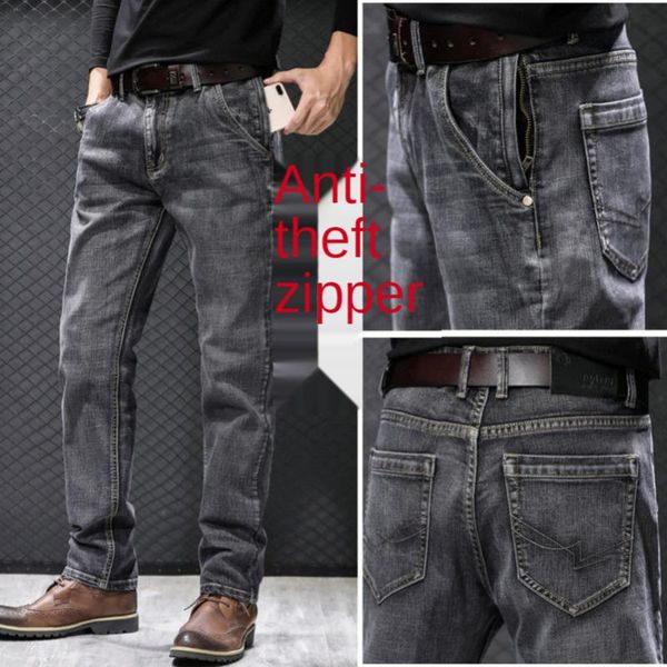 men's jeans thin stretch men multi-pocket anti-theft zipper plus size loose straight trousers high waist male oversized denim pants 46, Blue
men's jeans thin stretch men multi-pocket anti-theft zipper plus size loose straight trousers high waist male oversized denim pants 46, Blue