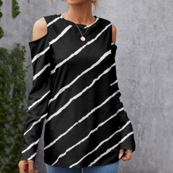 women's blouses & shirts striped printed blouse off shoulder long-sleeved o neck women oversize loose harajuku clothing blusas 40#, White
women's blouses & shirts striped printed blouse off shoulder long-sleeved o neck women oversize loose harajuku clothing blusas 40#, White
