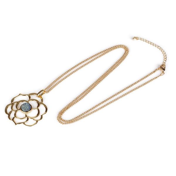 pendant necklaces charming metal rose flower natural druzy stone fashion women necklace statement jewelry anniversary gift, Silver
pendant necklaces charming metal rose flower natural druzy stone fashion women necklace statement jewelry anniversary gift, Silver