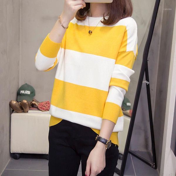 loose striped korean style sweater large size women 's clothing autumn and winter bottoming 021 women's sweaters, White;black
loose striped korean style sweater large size women 's clothing autumn and winter bottoming 021 women's sweaters, White;black