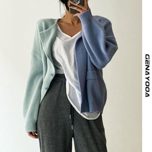 women's knits & tees genayooa turn-down collar cardigan women sweater 2021 autumn winter patchwork knitted ladies cardigans korean stre, White
women's knits & tees genayooa turn-down collar cardigan women sweater 2021 autumn winter patchwork knitted ladies cardigans korean stre, White