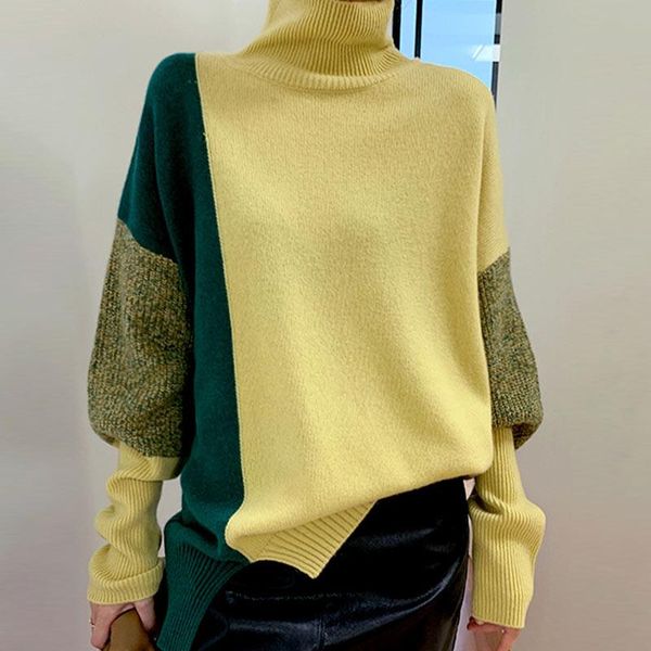 women's sweaters turtleneck sweater color contrast 2021 autumn winter warm pullover for women loose soft knitted female, White;black
women's sweaters turtleneck sweater color contrast 2021 autumn winter warm pullover for women loose soft knitted female, White;black