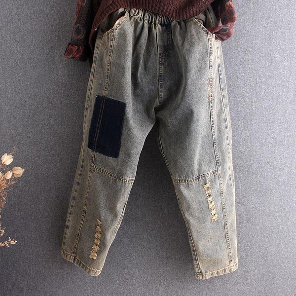women's jeans 2021 kroean fashion spring demin trousers ladies embroidery ripped women vintage streetwear casual harem pants plus size, Blue
women's jeans 2021 kroean fashion spring demin trousers ladies embroidery ripped women vintage streetwear casual harem pants plus size, Blue