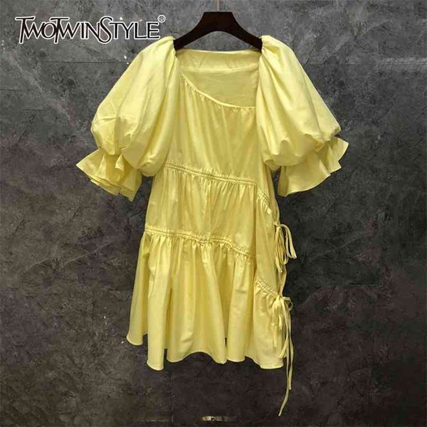 yellow dress for women diagonal collar puff short sleeve patchwork lace up elegant mid dresses female clothing 210520, Black;gray
yellow dress for women diagonal collar puff short sleeve patchwork lace up elegant mid dresses female clothing 210520, Black;gray