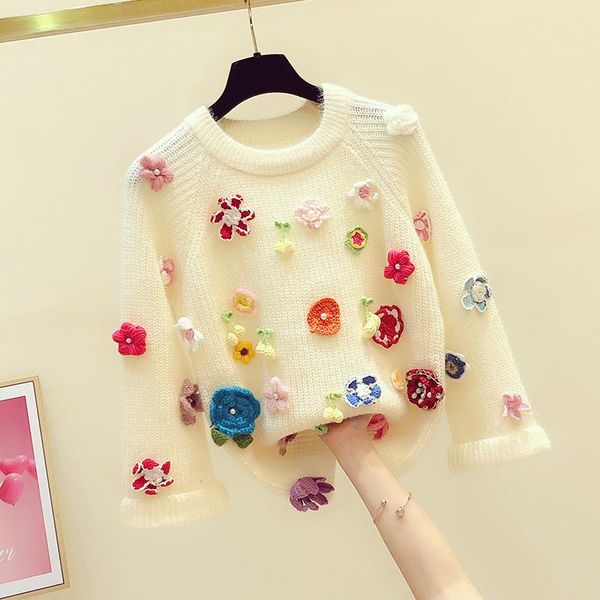 autumn winter christmas sweater hand nailed beads embroidered flower long sleeve female pull femme fashion o neck knitted jumper women', White;black
autumn winter christmas sweater hand nailed beads embroidered flower long sleeve female pull femme fashion o neck knitted jumper women', White;black