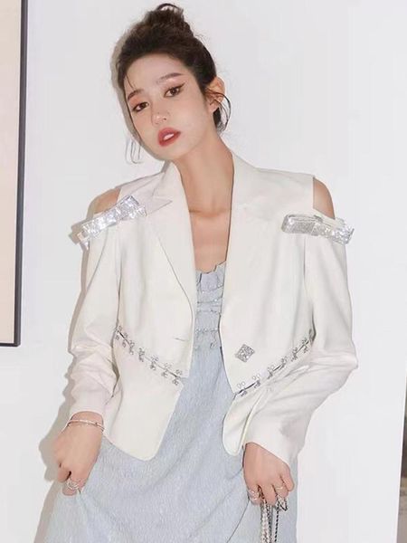 women's suits & blazers heavy craftsmanship diamond-studded bow leaky shoulder buckle detachable suit jacket ladies spring fashion all-, White;black
women's suits & blazers heavy craftsmanship diamond-studded bow leaky shoulder buckle detachable suit jacket ladies spring fashion all-, White;black
