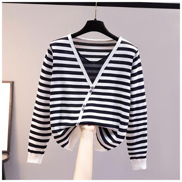 women's sweaters fashion elegant patchwork striped long sleeve knitted pullovers women loose baggy spring autumn o-neck sweater woman, White;black
women's sweaters fashion elegant patchwork striped long sleeve knitted pullovers women loose baggy spring autumn o-neck sweater woman, White;black