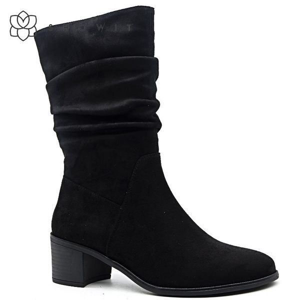 boots autumn mid-calf fashion black pleated style women's middle hoof heel footwear with round toe fall zipper lady shoes
boots autumn mid-calf fashion black pleated style women's middle hoof heel footwear with round toe fall zipper lady shoes