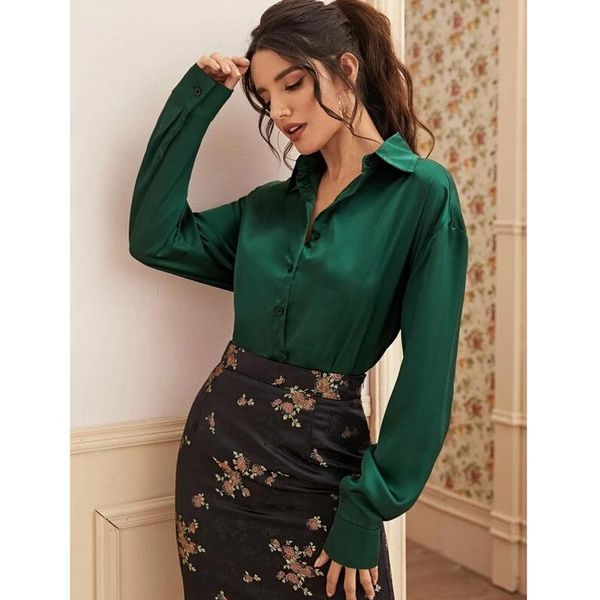 women's blouses & shirts fandy lokar loose turn down collar women fashion dark green elegant long sleeve female ladies gj, White
women's blouses & shirts fandy lokar loose turn down collar women fashion dark green elegant long sleeve female ladies gj, White
