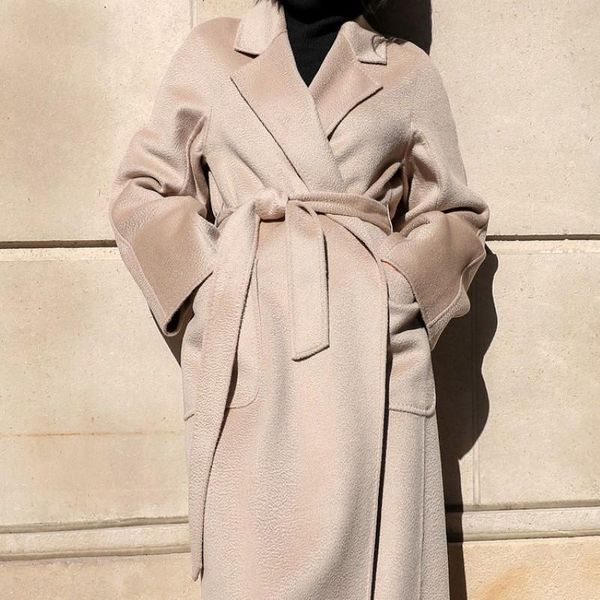 women's fur & faux rt509 winter luxury notched collar long genuine cashmere wool coat belted tweed jacket with pockets, Black
women's fur & faux rt509 winter luxury notched collar long genuine cashmere wool coat belted tweed jacket with pockets, Black