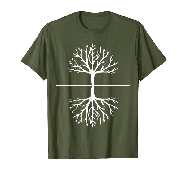 tree and roots - camping outdoors reflection nature t-shirt, White;black