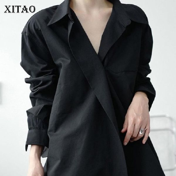 women's blouses & shirts xitao single button blouse fashion women white black 2021 autumn full sleeve small fresh minority pleated loos 
women's blouses & shirts xitao single button blouse fashion women white black 2021 autumn full sleeve small fresh minority pleated loos
