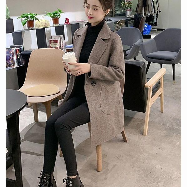 women's wool & blends woolen coat women's mid-length korean style autumn and winter woolen dsla, Black
women's wool & blends woolen coat women's mid-length korean style autumn and winter woolen dsla, Black