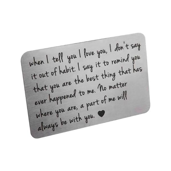 anniversary gifts engraved rustproof couple groom bride stainless steel wallet insert card mini love note valentines day wedding wallets, Red;black
anniversary gifts engraved rustproof couple groom bride stainless steel wallet insert card mini love note valentines day wedding wallets, Red;black