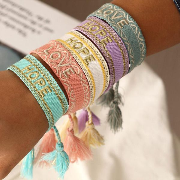 charm bracelets embroidery hope hand made weave for women men wrist band bohemia friends couple love tassel bracelet gift, Golden;silver
charm bracelets embroidery hope hand made weave for women men wrist band bohemia friends couple love tassel bracelet gift, Golden;silver