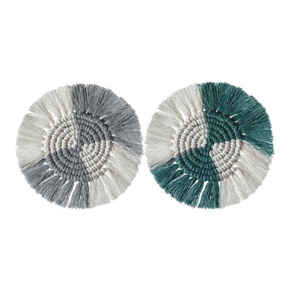 mats & pads 2pcs cushion hand woven kitchen heat insulation cotton rope placemat dining table drinks with tassel home round macrame
mats & pads 2pcs cushion hand woven kitchen heat insulation cotton rope placemat dining table drinks with tassel home round macrame