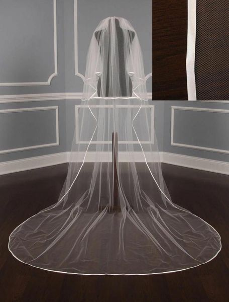 bridal veils eastalley ribbon edge wedding tulle two layer long party accessories velo para novia de, Black