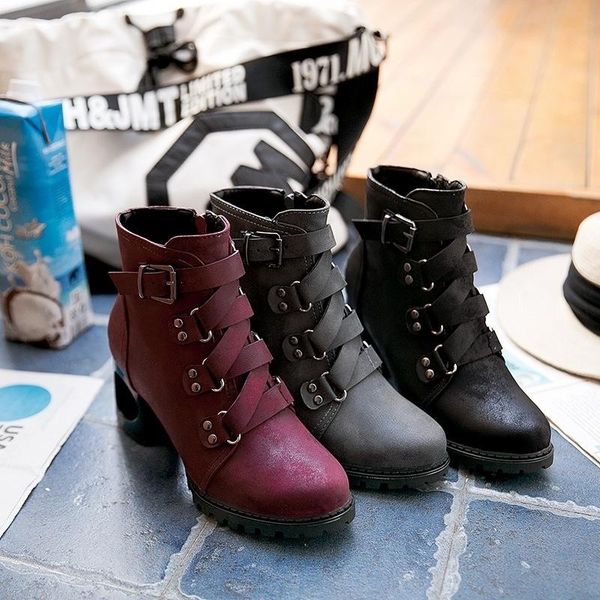 dress shoes british casual women's boots special-shaped thick heel high short simple and generous belt buckle naked, Black
dress shoes british casual women's boots special-shaped thick heel high short simple and generous belt buckle naked, Black